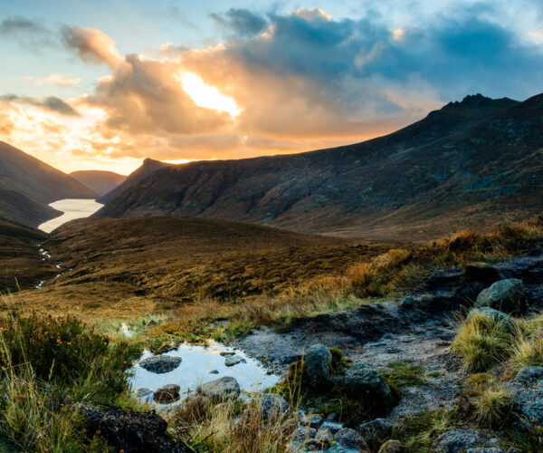 Ben Crom Reservoir in the Mourne Mountains, County Down, Northern Ireland